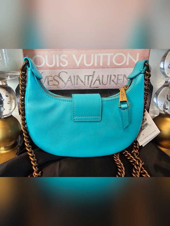 Kurt Geiger London Small  Leather Crescent Shoulder Bag with Gold Chain